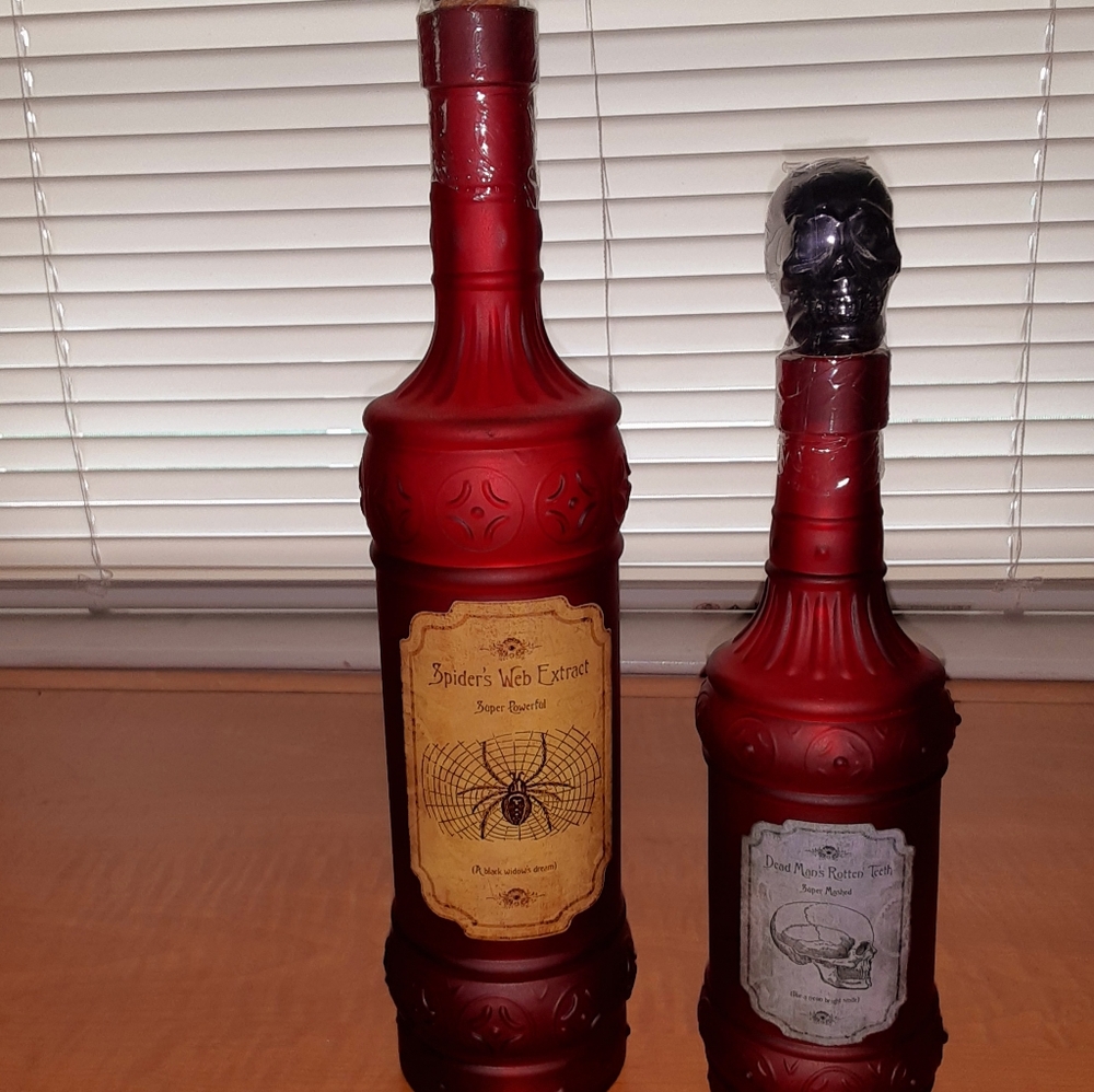 Halloween Apothecary Frosted Glass Jar Decoration Set